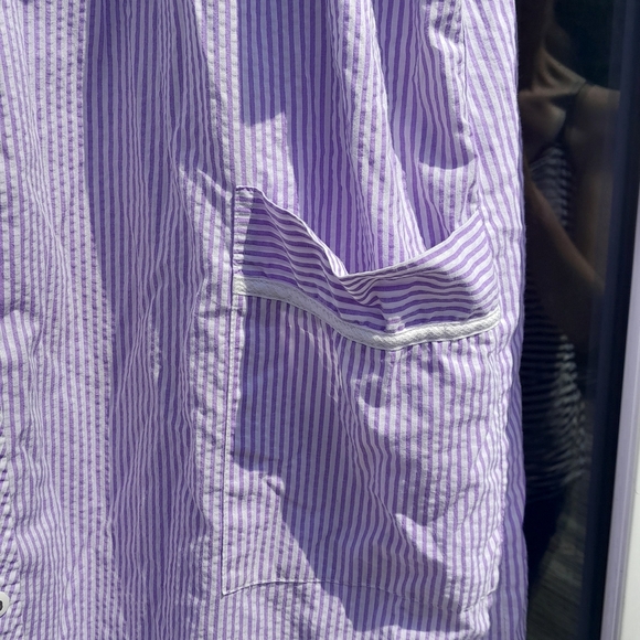 Anthony Richards Womens L  Purple Striped Button Up House Coat Vintage GUC - Picture 7 of 7